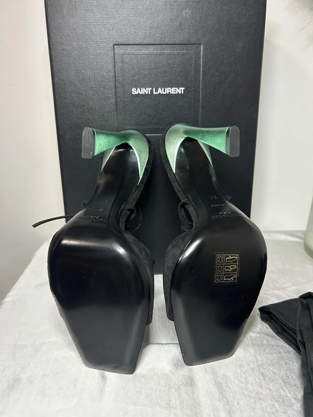 Saint Laurent Black Suede Vitti Wrap Around Sandal - Picture 7 of 8
